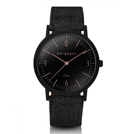 Bergmann-watch Cor black, black suede-strap