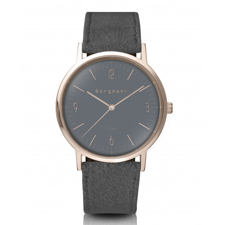 Bergmann-watch Cor copper, gray suede-strap