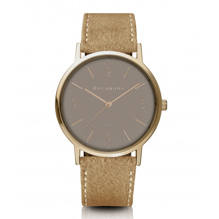 Bergmann-watch Cor copper, light brown colored suede-strap