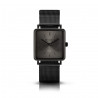 Bergmann Armbanduhr Cor Quadro schwarz analog Quarz quadratisch schwarzes Zifferblatt schwarzes Milanaisearmband