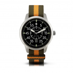 Bergmann-Uhr Pilot 02 oliv-orange NATO-Textilarmband