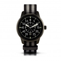 Bergmann-Uhr Pilot 02 schwarz schwarz-grau NATO-Textilarmband