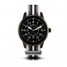 Bergmann-watch pilot 02 black, white-grey-black-white nato textile strap