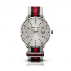 Bergmann-watch 1957, grey-black-red NATO-textile strap