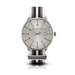 Bergmann-watch 1957, white-grey-black-white NATO-textile strap