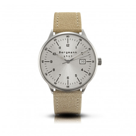 Bergmann-watch 1957, sand suede leather