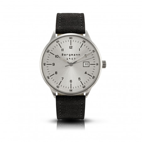 Bergmann Uhr 1957 schwarzes Wildlederarmband
