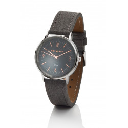 Bergmann-Uhr Cor Grau  Wildlederarmband
