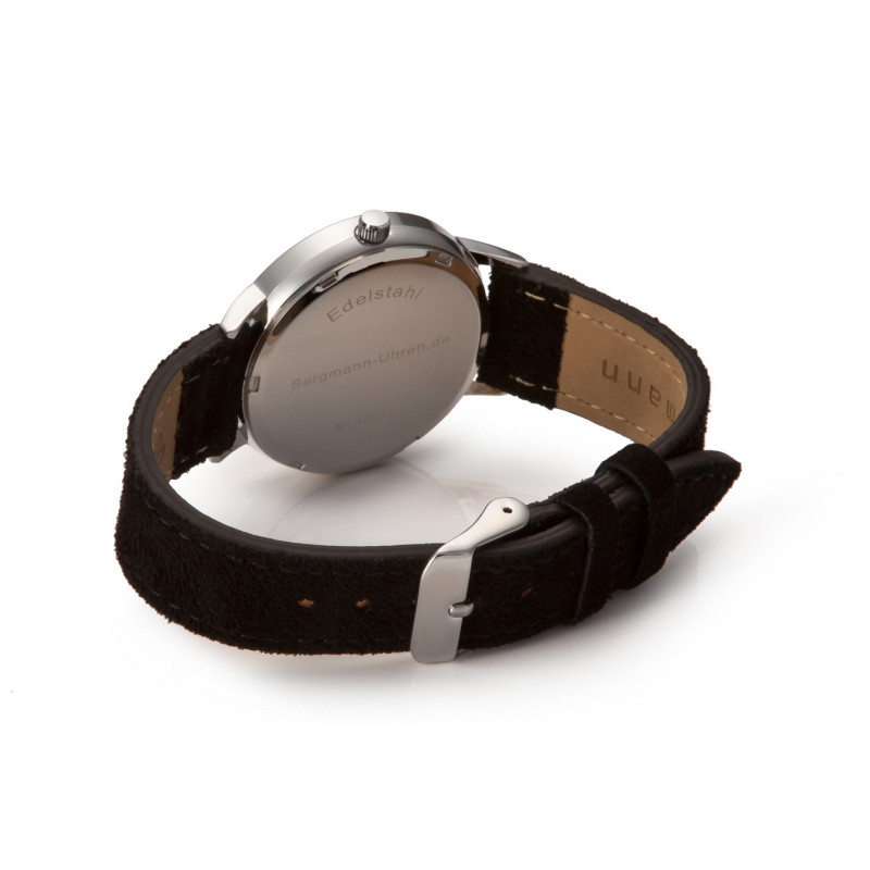 Bergmann-watch Cor black, black suede strap